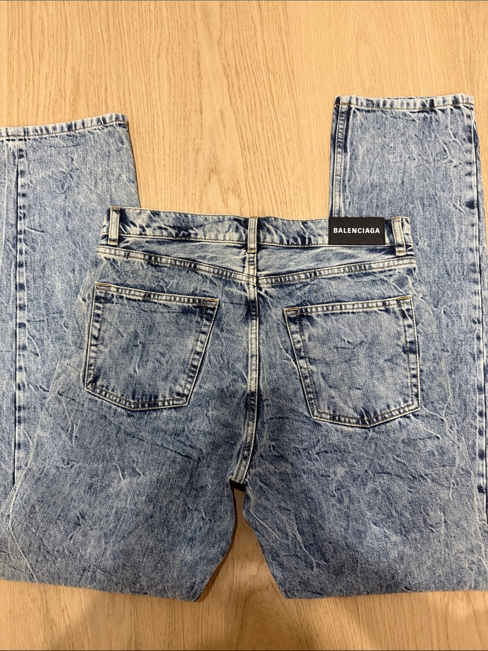 Balenciaga Women’s Washed Light Blue Straight Jeans - Picture 2 of 5